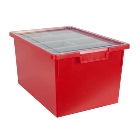 Bin, Tray, Tote, Red, High Impact Polystyrene, 12.25 In W, 9 In H